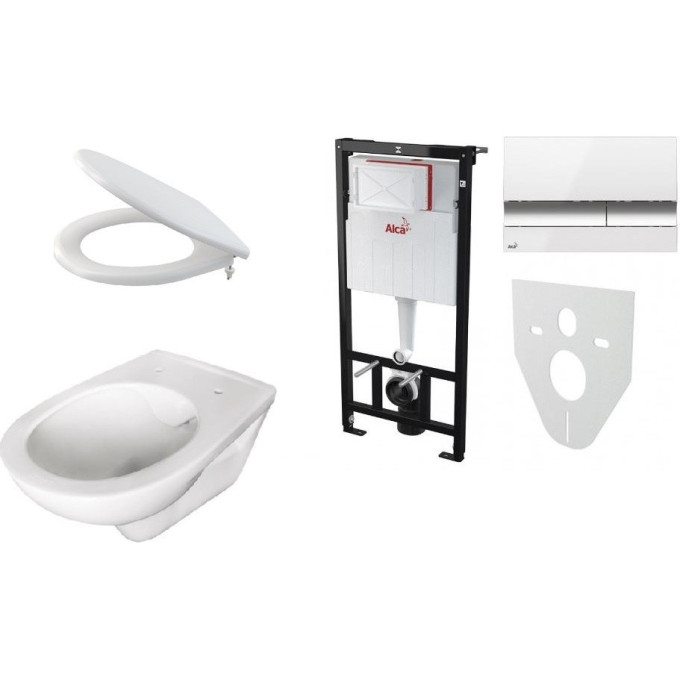 Комплект ALCAPLAST 6 v 1 WC ALCA RIMFLOW+ M1720-1, безободковый унитаз ALCA, сидение A604 CET 6 v 1 C WC ALCA RIMFLOW+ M1720-1