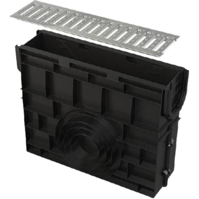 Пескоуловитель ALCAPLAST AVZ104R-R401 для дренажного канала AVZ104 с пластиковой рамой и пластиковой решеткой А15