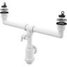 Сифон ALCAPLAST A449P-DN50/40 для сдвоенной мойки, с нержавеющими решетками Ø70, с подводкой