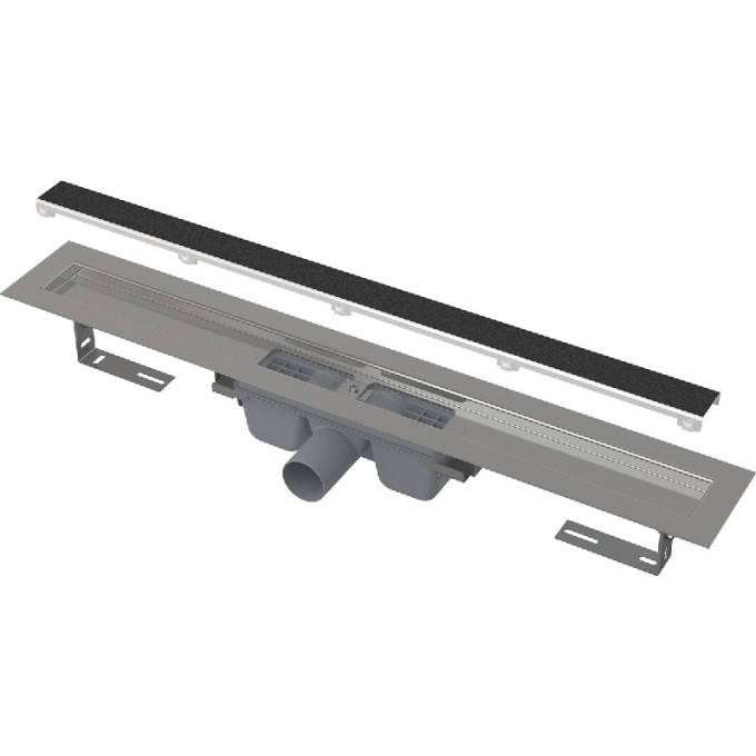 Водоотводящий желоб ALCAPLAST APZ15S-1150 без порогов, с решеткой под кладку камня Marble, горизонтальный сток